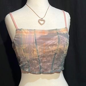 Urban Outfitters – plaid / mountain print crop cami
